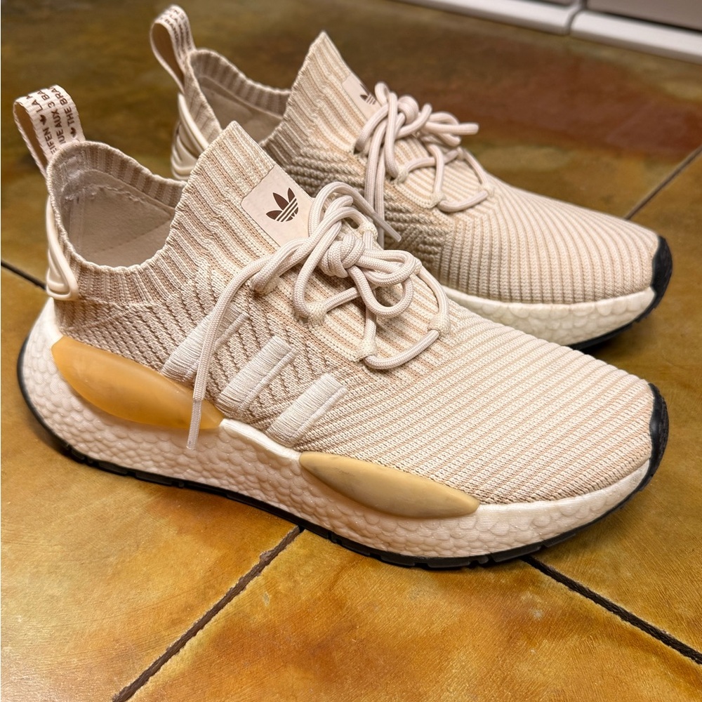 Adidas Cream Knit Running Shoes